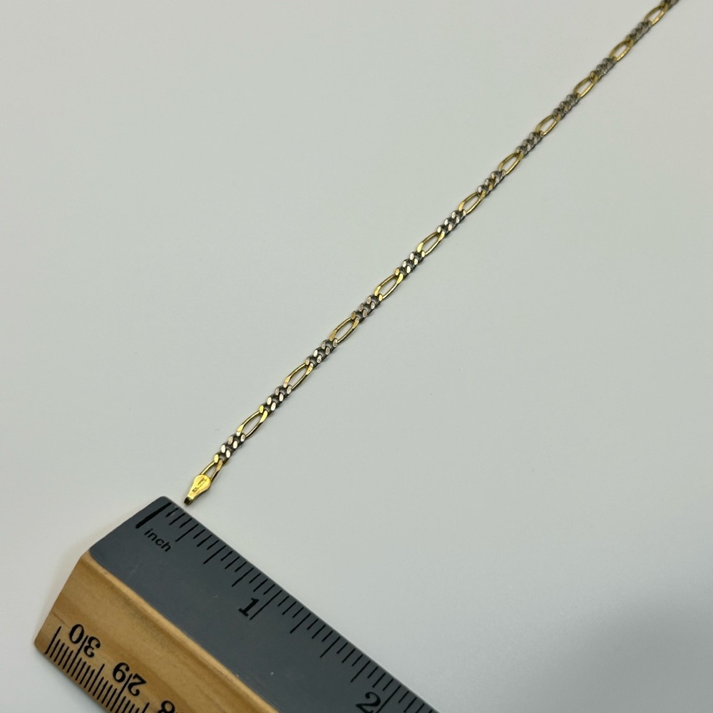 Sterling Silver Anklet Italy KA 1772 Stamped 925 Dainty Two-tone Oval Link - Picture 6 of 8